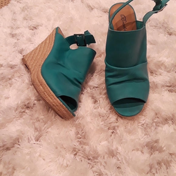 Blue Espadrille Wedge Heels - Picture 3 of 7